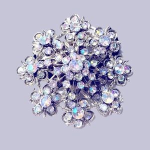 Aurora Borealis Iridescent Snowflake Crystal Brooch Sparkling Winter Wonderland